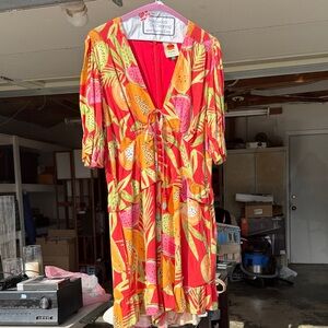 FARM Rio Vibrant Red and Green Fruit Jumpsuit